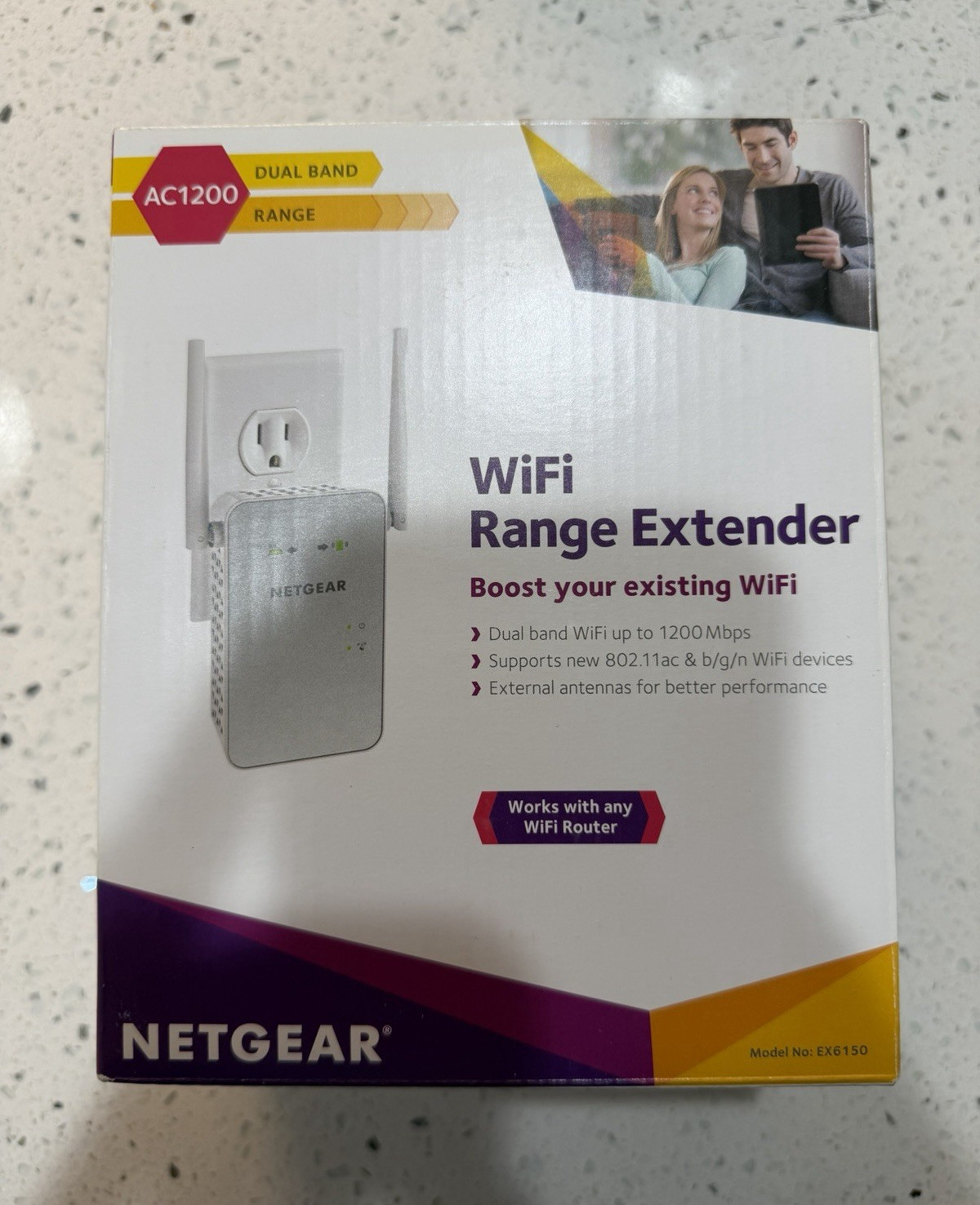 NETGEAR EX6150 AC1200 Dual-Band WiFi Range Extender WPS White 1Gbps