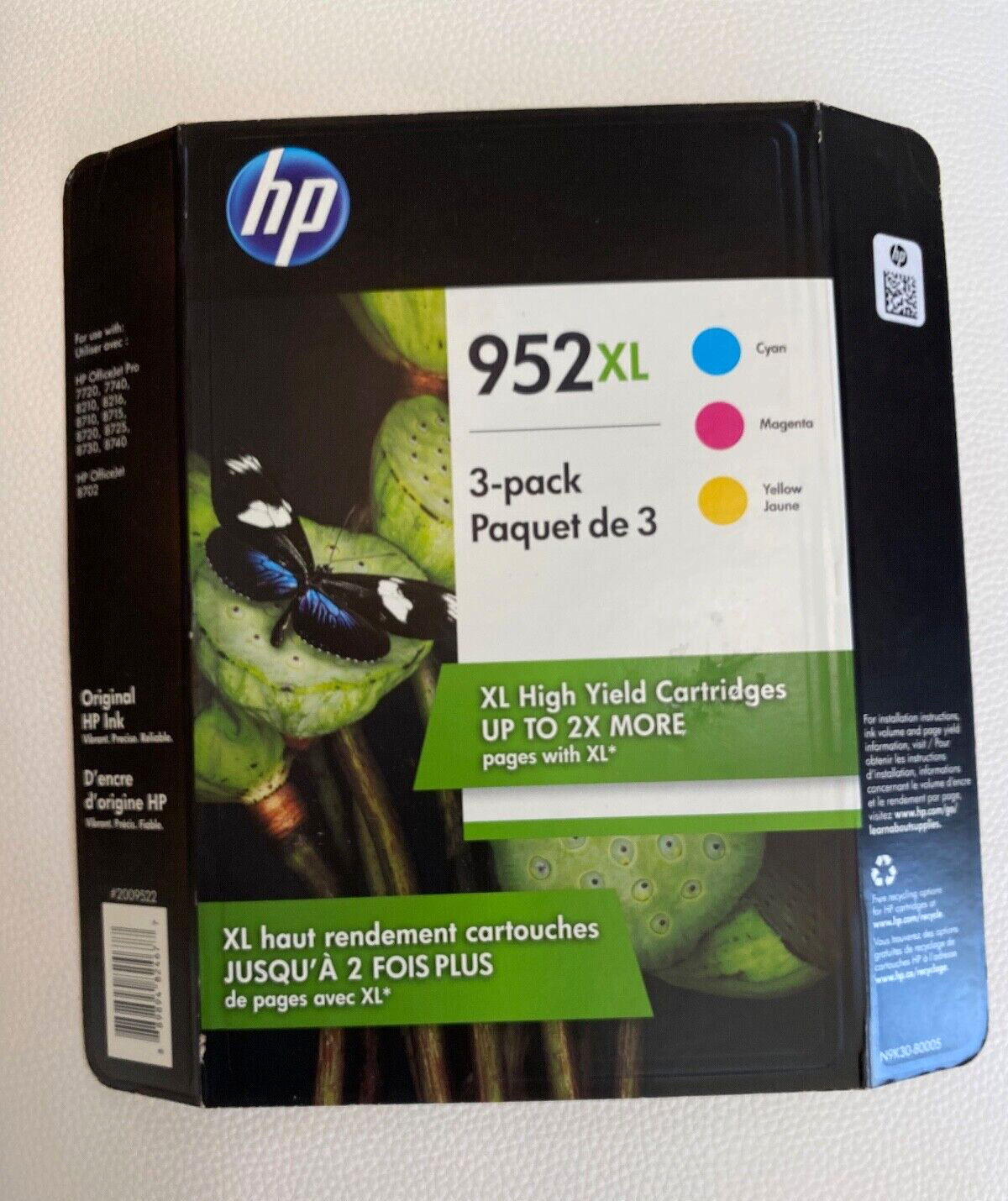 HP Original 952XL TRI-COLOR Ink Cartridges 3-Pack N9K30BN BEST BY 2020