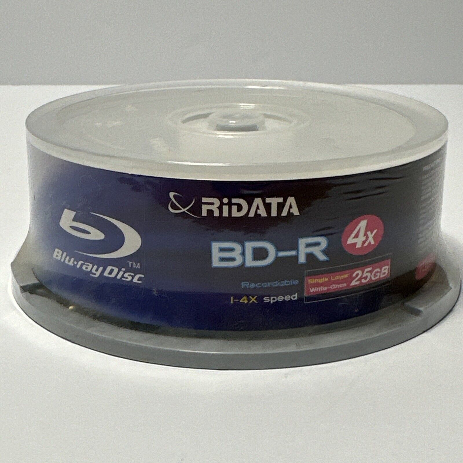 15 Pack Ridata 4X 25GB BD-R Blu-ray Single Layer Recordable Black Media Disc.