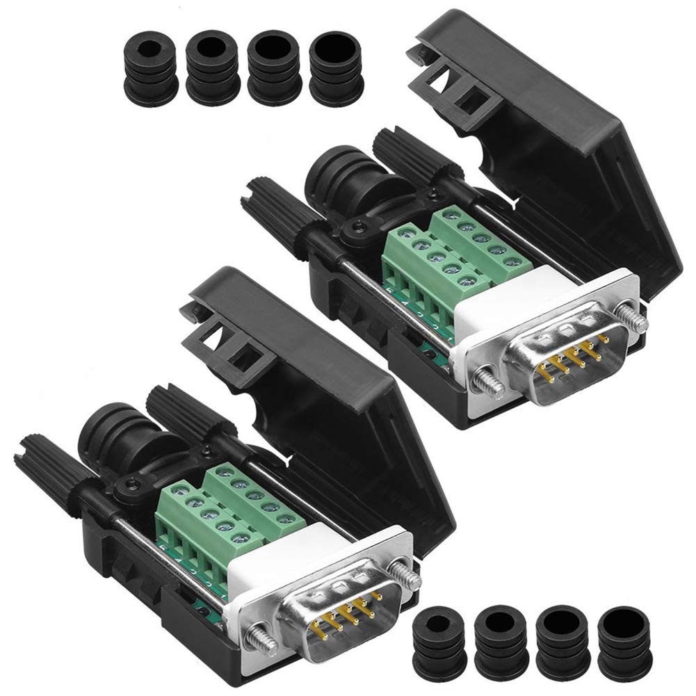 2PCS DB9 Solderless Serial to 9 pin Terminal Thinner Male Adapter