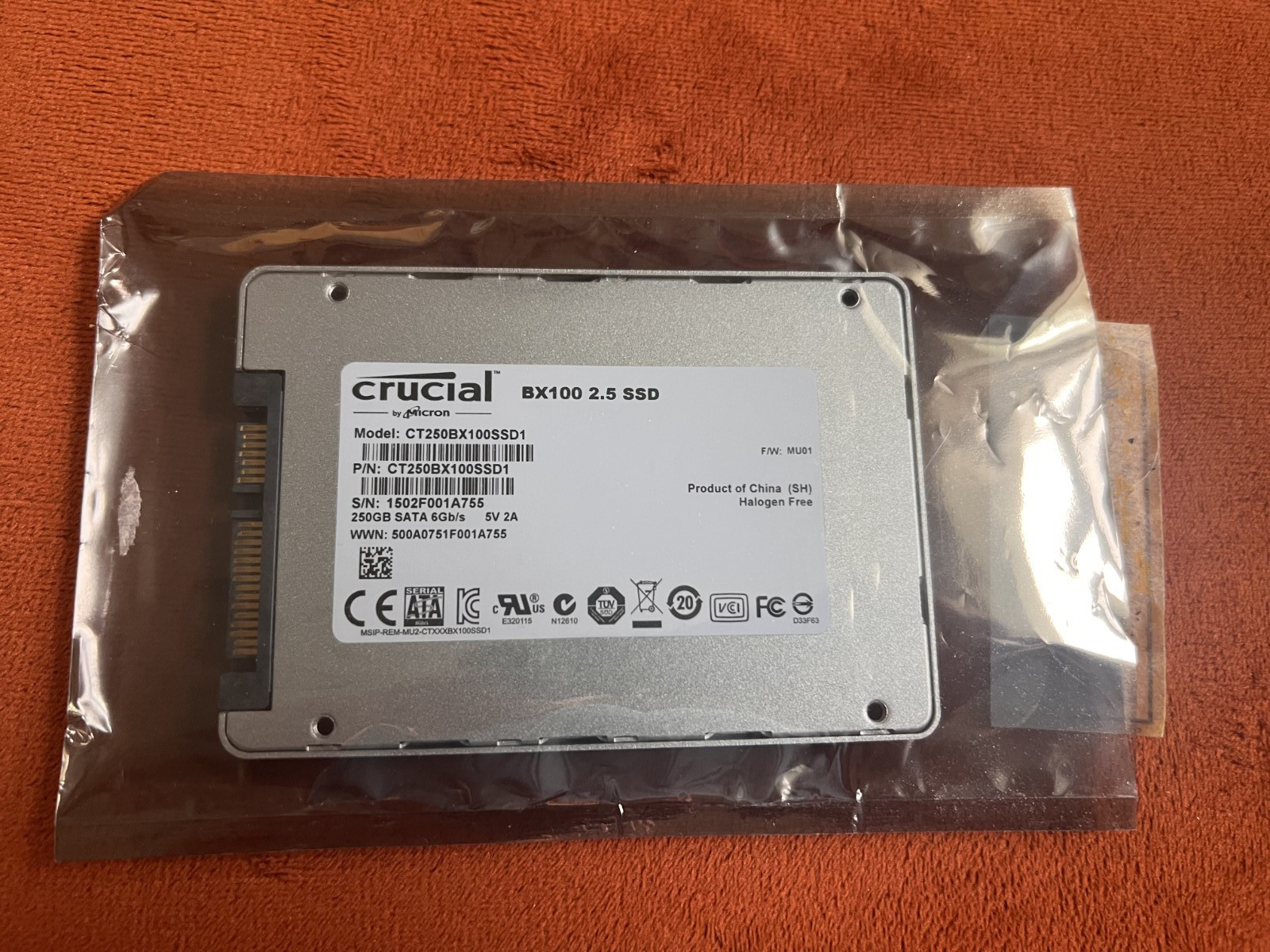 Crucial BX100 250GB 2.5" SATA III SSD Solid State Drive CT120BX100SSD1 100%