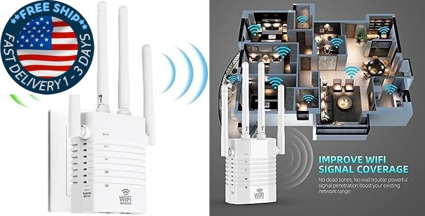 Extensor WiFi de 1200 Mbps, amplificador de señal de extensor de rango WiFi.2023
