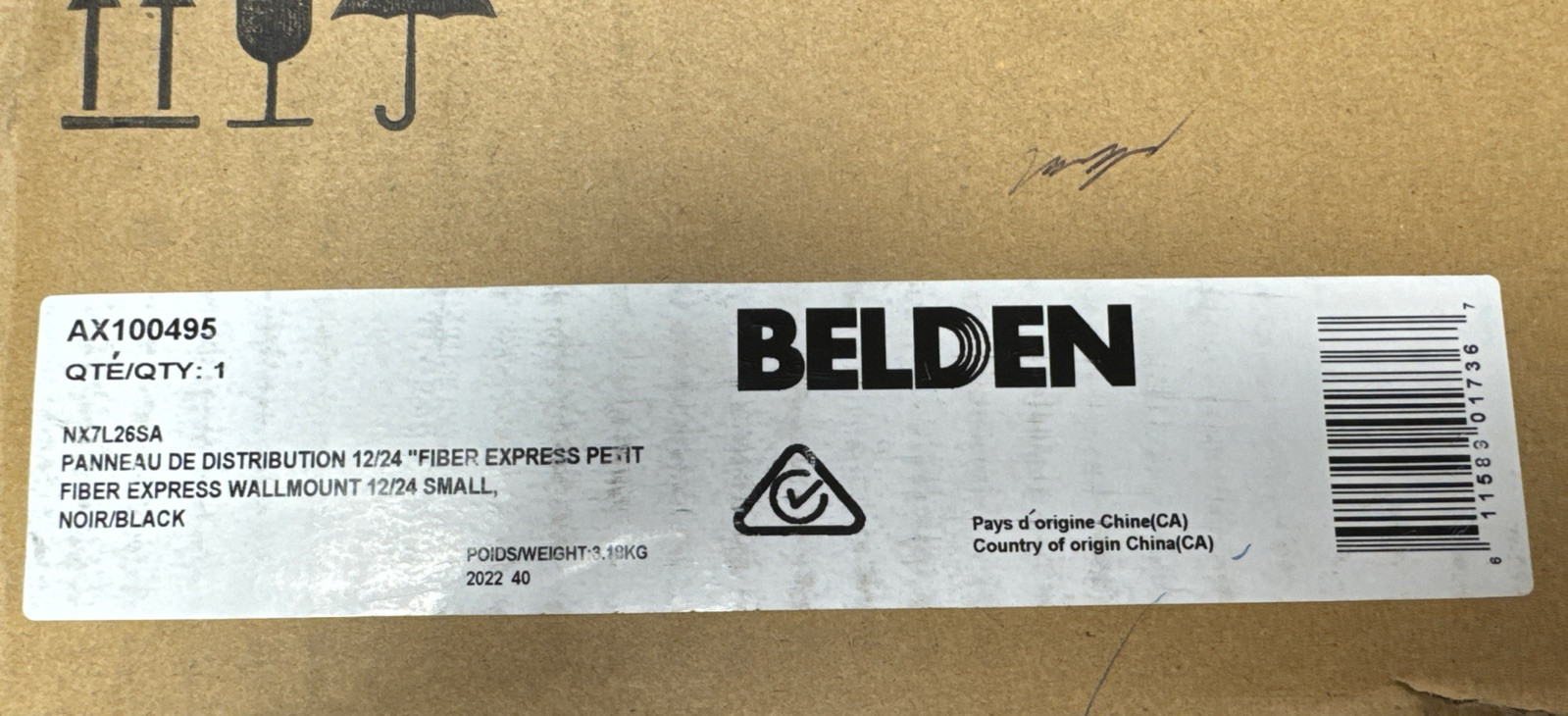 NEW Belden AX100495 FiberExpress Wall Mount Patch Panel - Small Wall Mount Black