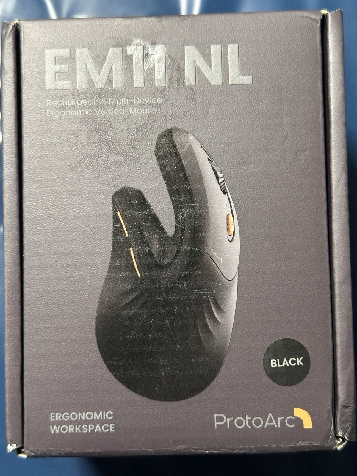 ProtoArc EM11 NL Wireless Ergonomic Vertical Mouse, Rechargeable, Black