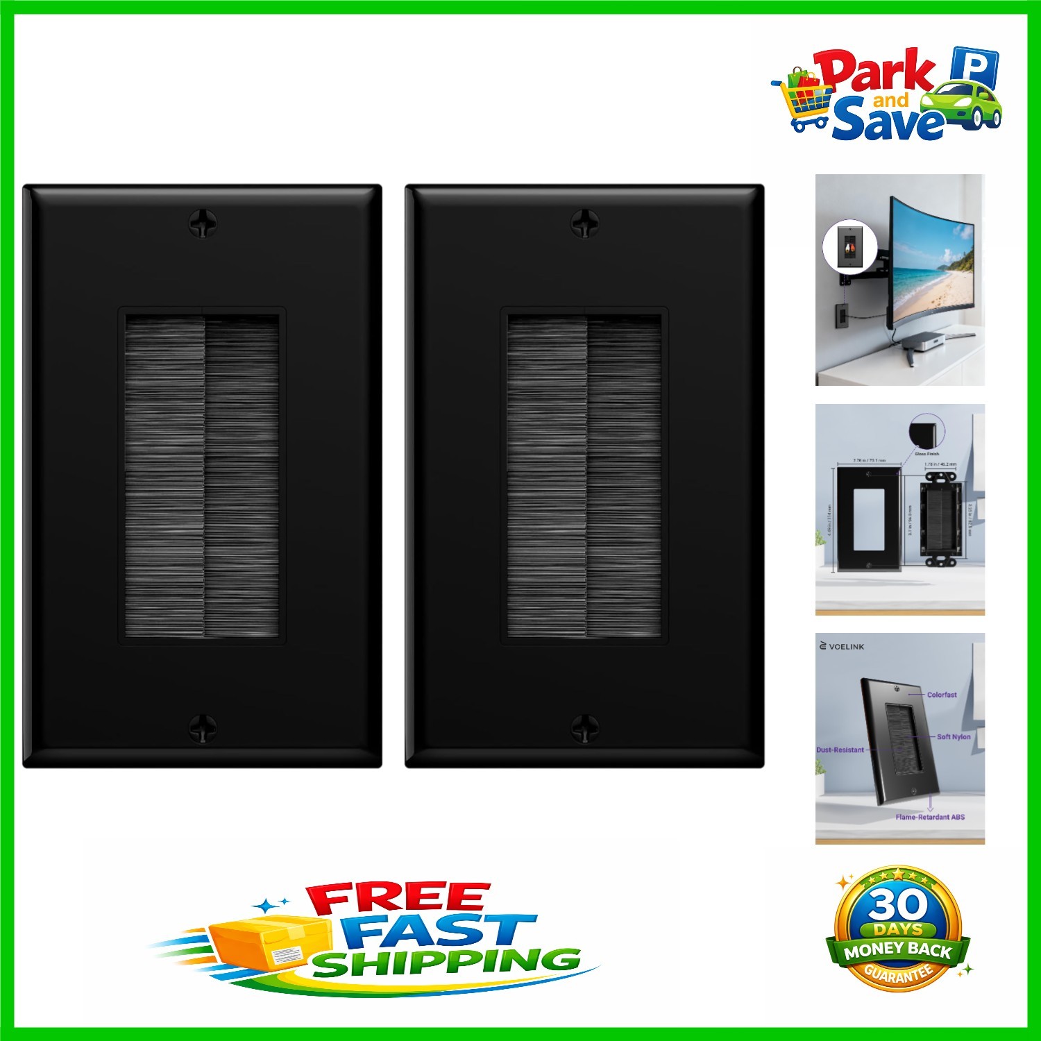 Single Gang Brush Wall Cover - Durable Cable Pass Through for Clean Aesthetics