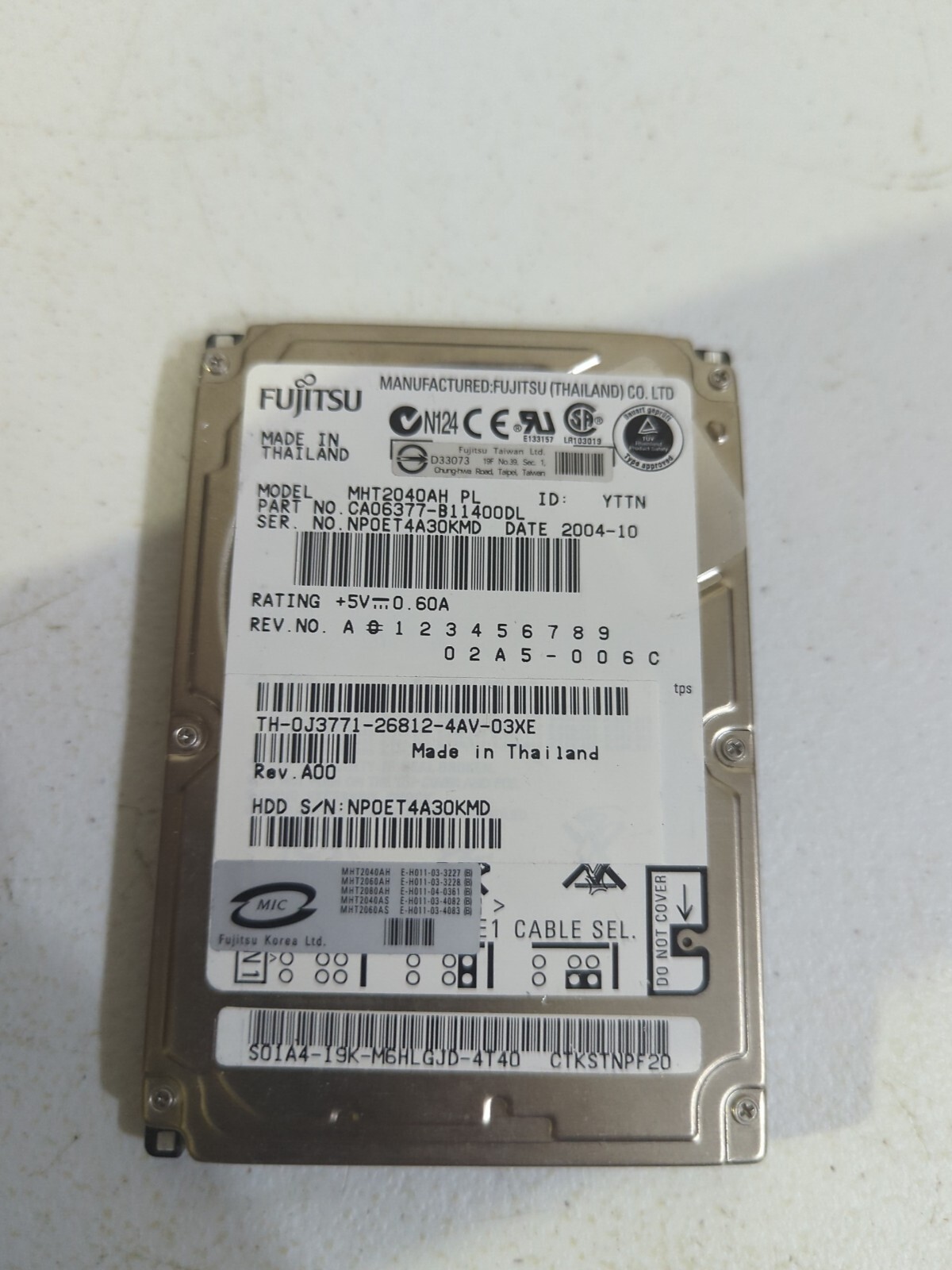  MHT2040AH 40GB 2.5" 44 PIN IDE Drive