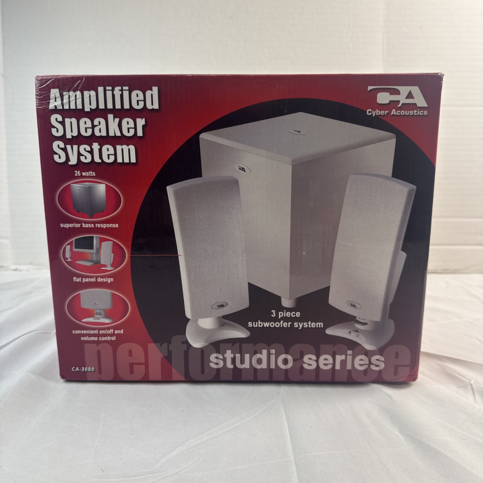 Cyber Acoustics Amplified Computer Speakers 3 Piece Different Box, NEW IN BOX