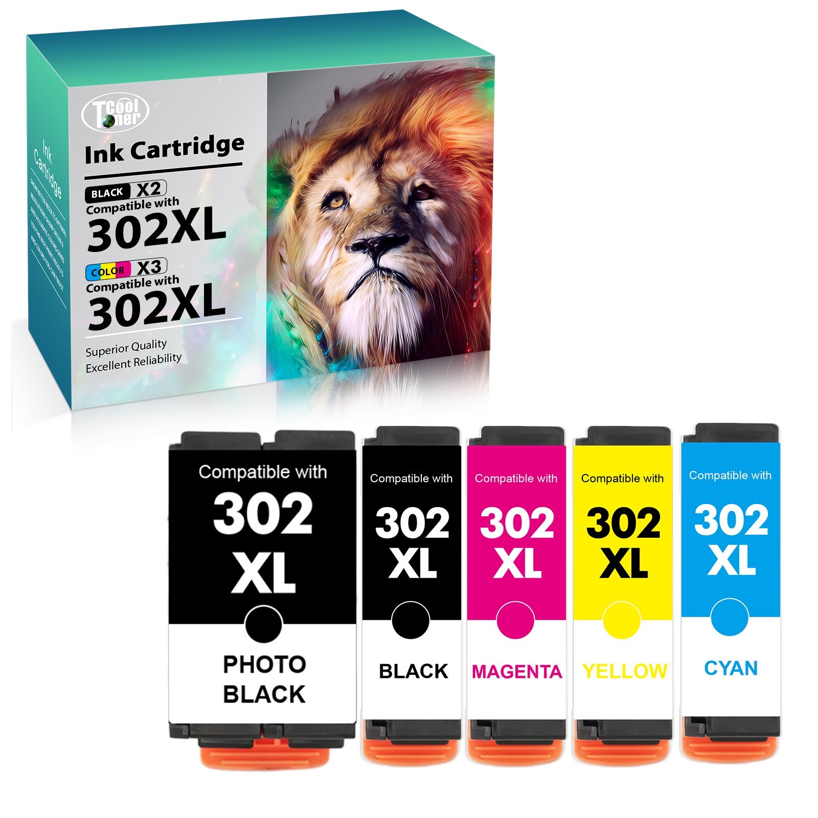 5x Compatible With 302XL Ink Cartridges ForEpson Expression XP-6000 XP-6100