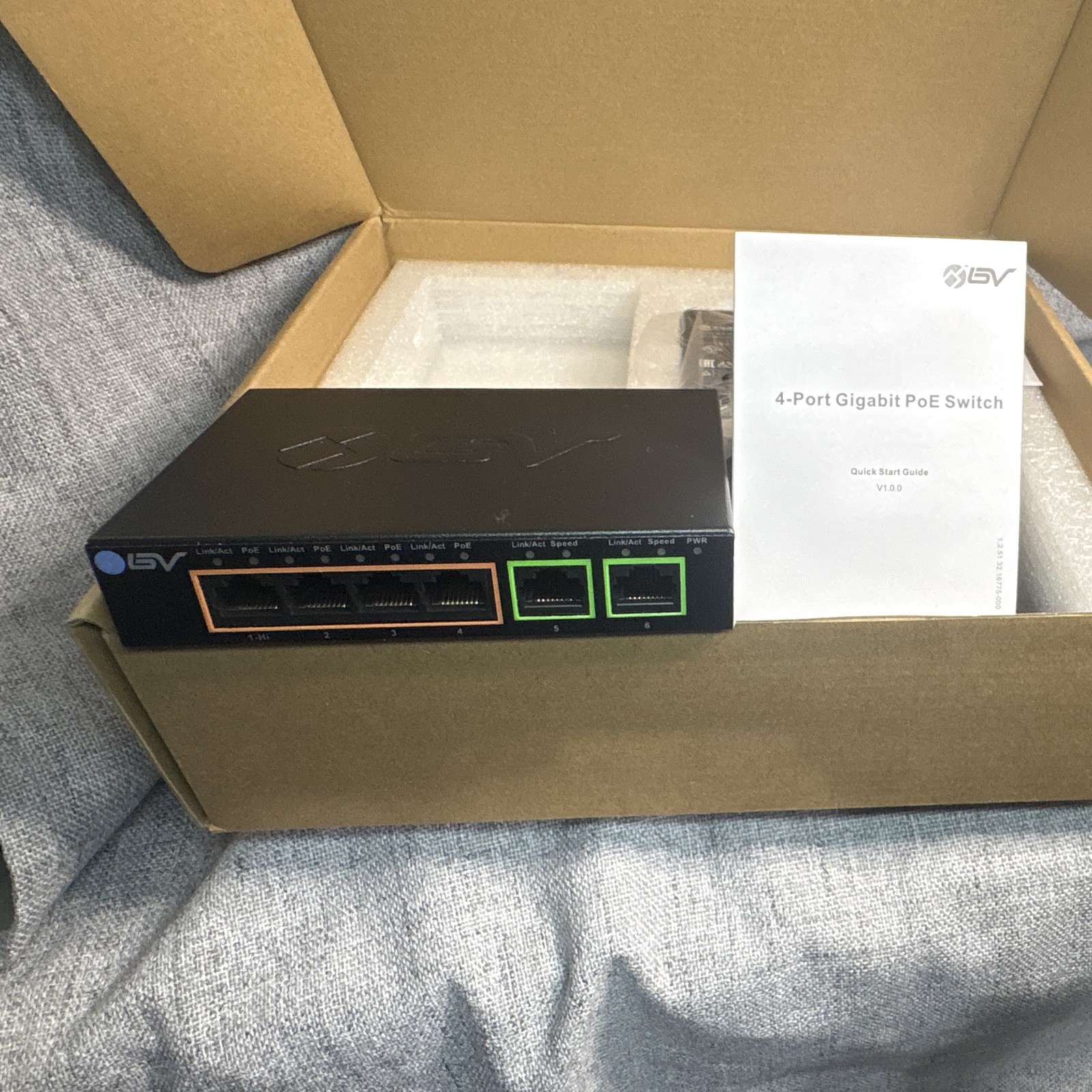 BV POE-SW502G Gigabit PoE Switch 4 PoE + 2 Uplink 6-Port Unmanaged