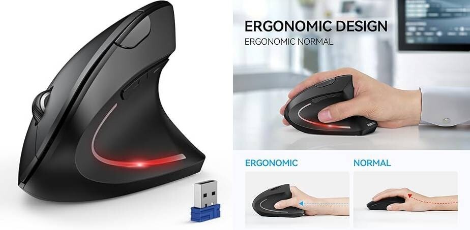 Ratón ergonómico, ratón vertical inalámbrico Bluetooth, ratón silencios. neuvo.