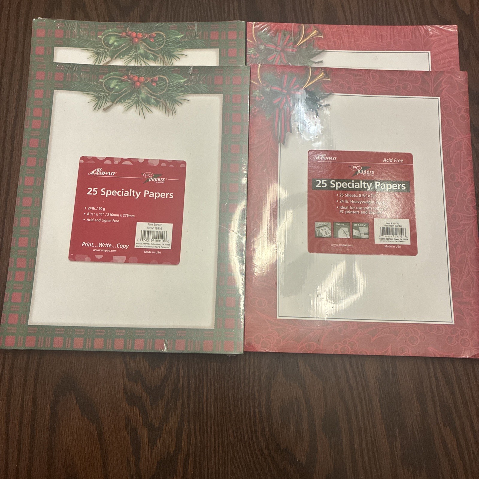 4 Packs Of 25 Each Specialty Holiday/Christmas Paper - New