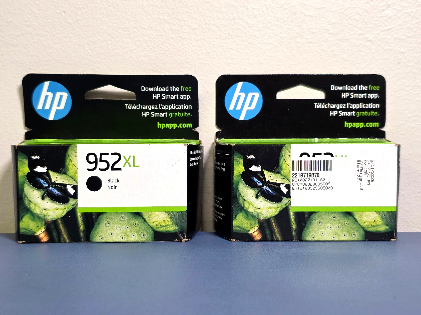 2PK Genuine HP 952XL Black High Yield Ink F6U19AN NEW SEALED Warranty 11/2025