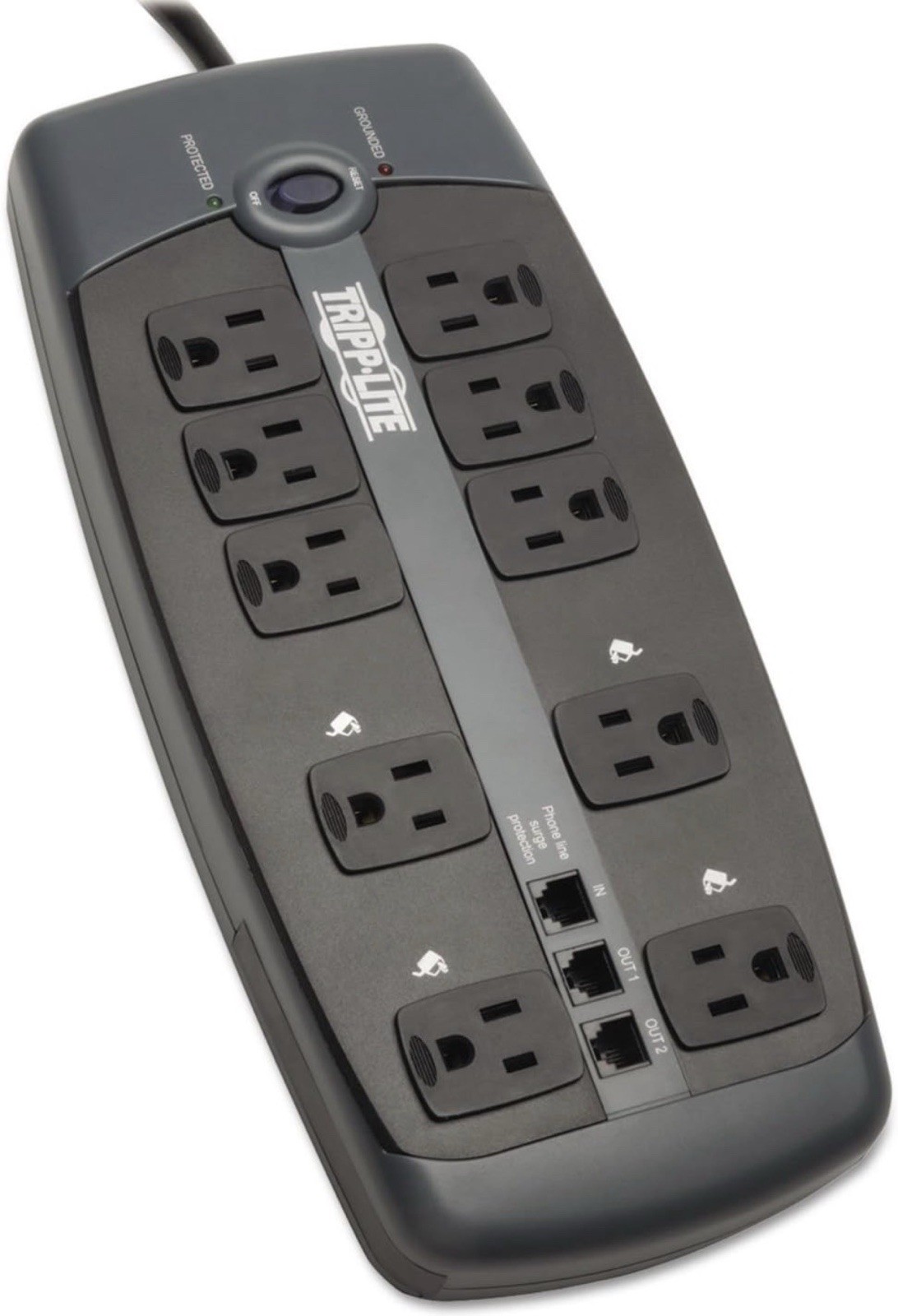 Tripp Lite TLP1008TEL 10-Outlet Surge Protector with Telephone Protection (Wi...