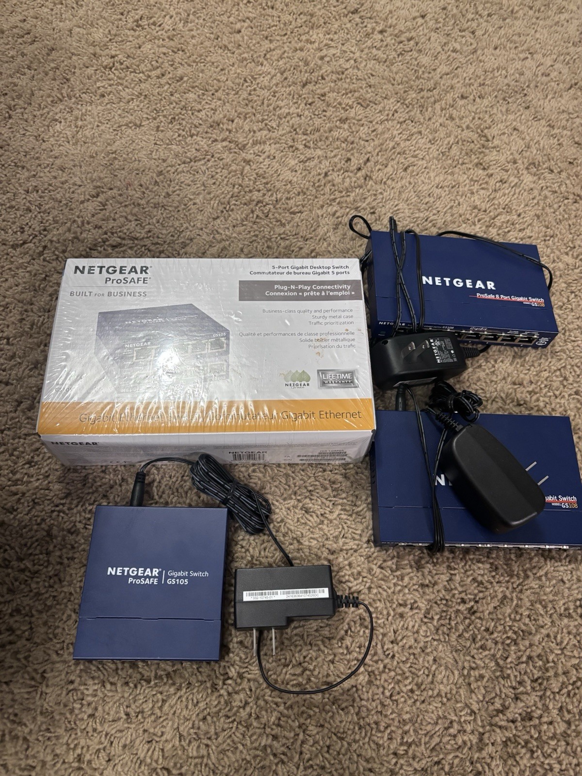 4 Pack Of Netgear Switches ( 2 8 Port Gs 108 And 2 5 Port Gs 105)