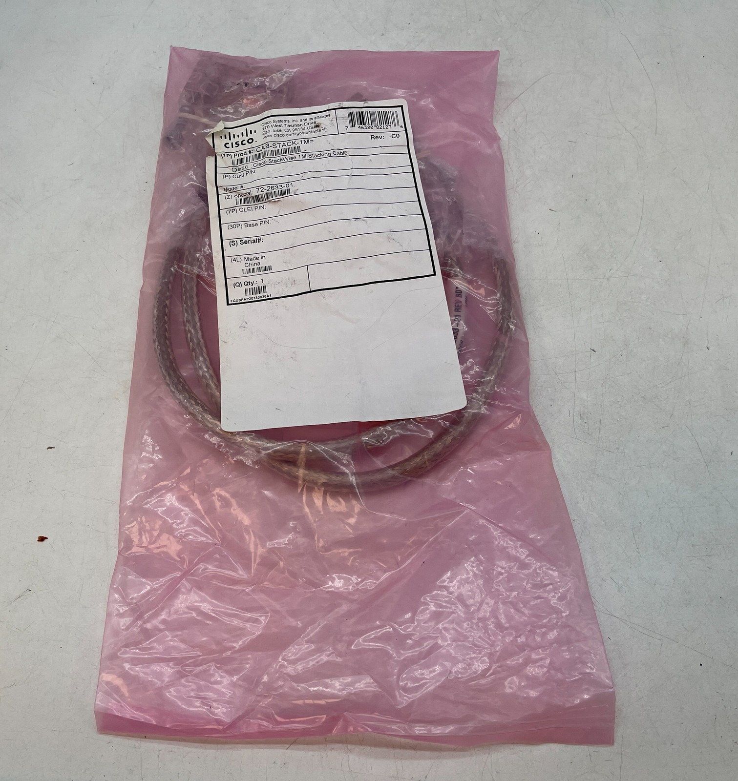 NEW Sealed CISCO 72-2633-01 CAB-STACK-1M Stackwise Stacking Cable 