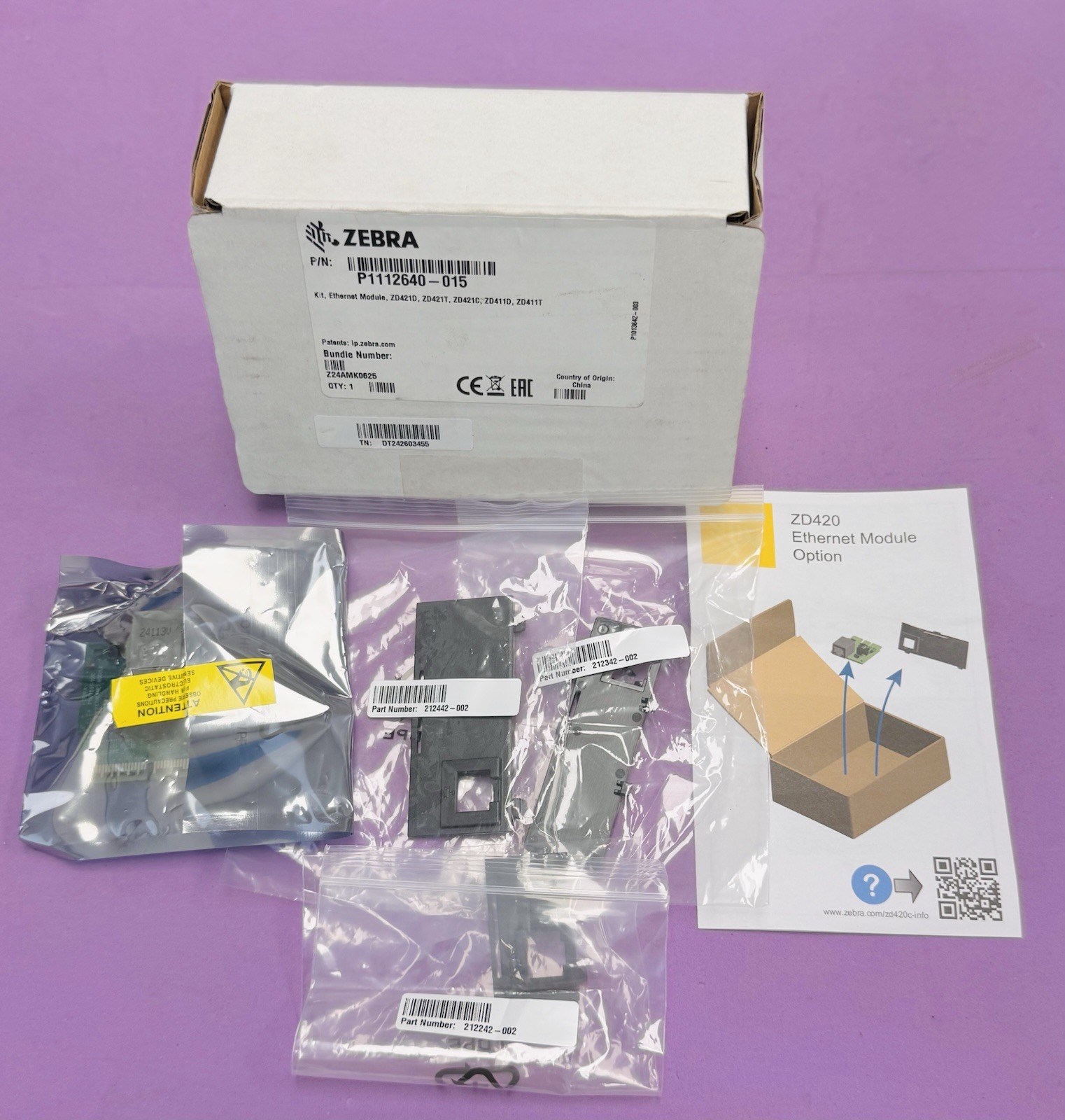 US Zebra Network Card For Zebra ZD421 ZD421D Thermal Printer Wired P1112640-015