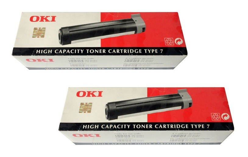 2 x Genuine Toner OKI Page 20 20n 20plus 24 24n DX Type 7 - 41022502 Cartridge