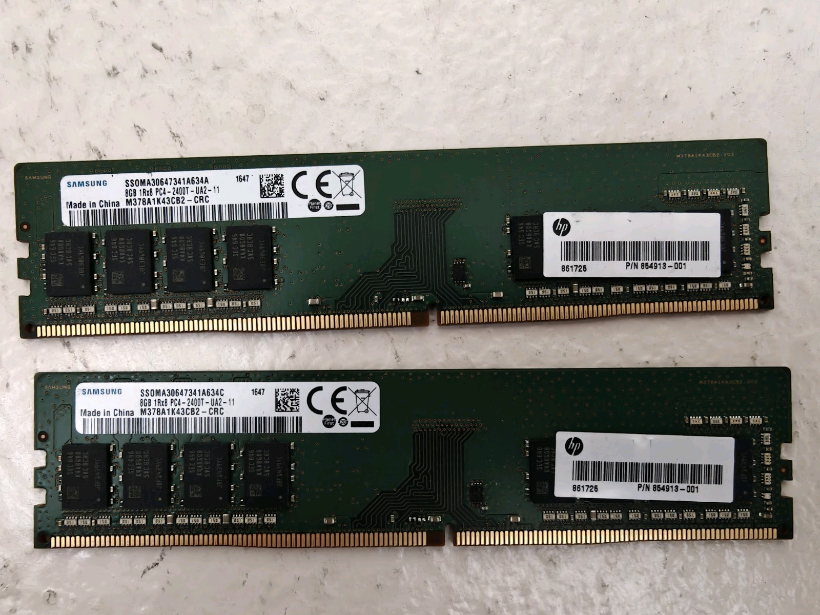 Lot Of 2 Samsung 8GB 1Rx4 PC4-2400T