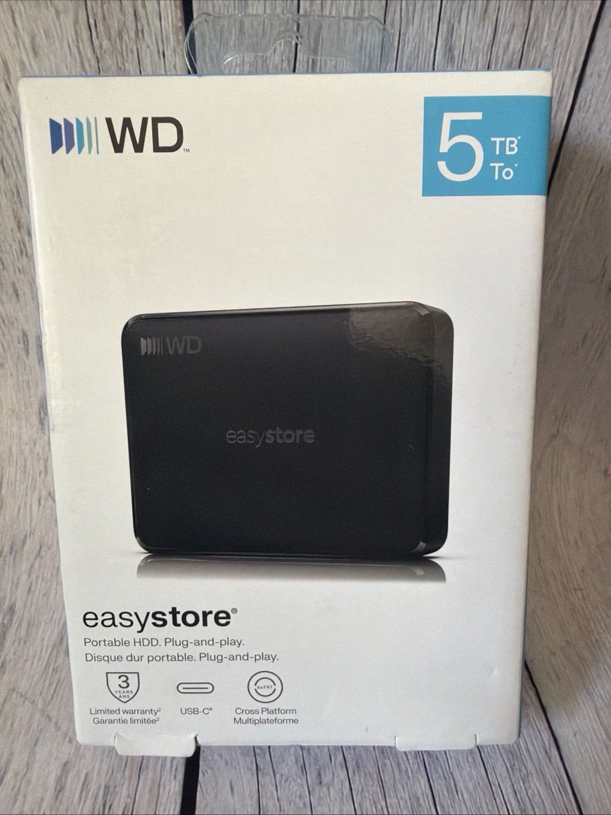 WD - Easystore 5TB External USB-C 3.2 Gen 1 Portable Hard Drive