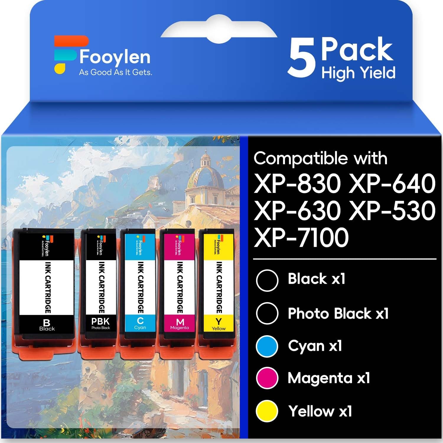 Fooylen XP-6100 Ink Cartridge 5-Pack for XP-6100 XP-6000