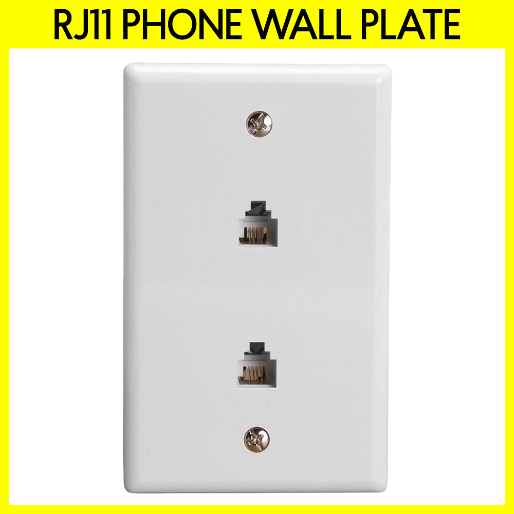 RJ11 Phone Dual Port Wall Plate 6P4C White Telephone Line Modular Faceplate