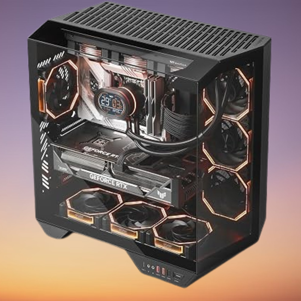 darkFlash DY470 Full-Tower ATX Case Back-Plug GPU Vertical Dual-Chamber Black