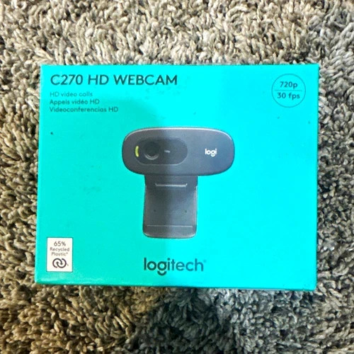 Logitech C270 3.0MP Webcam - Black: Built-In Microphone, USB-A Connection, HD Re
