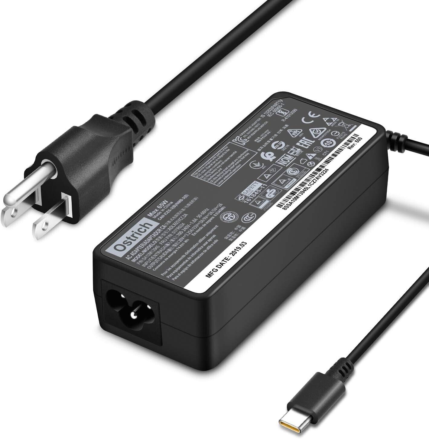 🔥Ostrich 65W ADLX65YCC3A for Lenovo Laptop Computer USB C Fast Power Adapter🔥