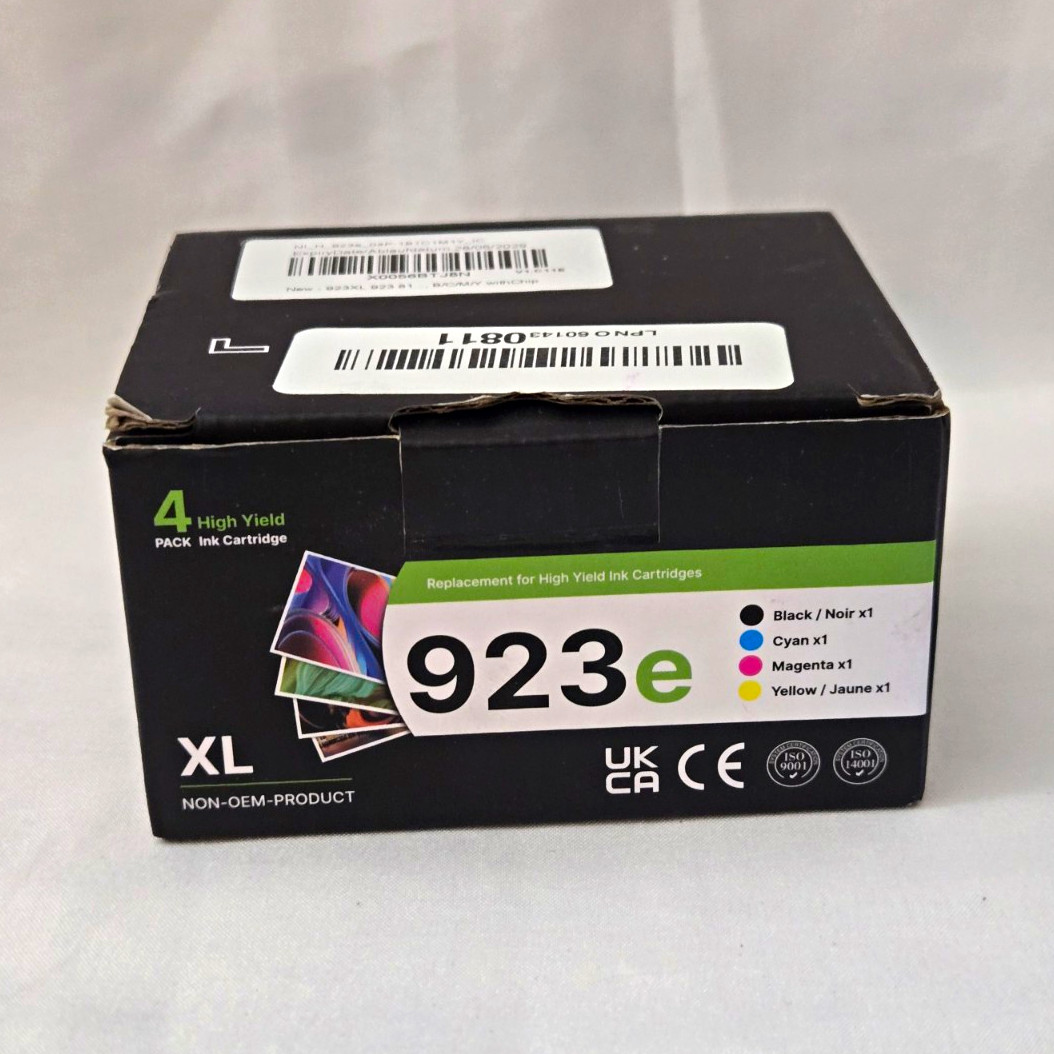 Sheengo 923e XL Compatible Ink Cartridges 4-Pack CMYK w/ Chip HP 923XL Open Box