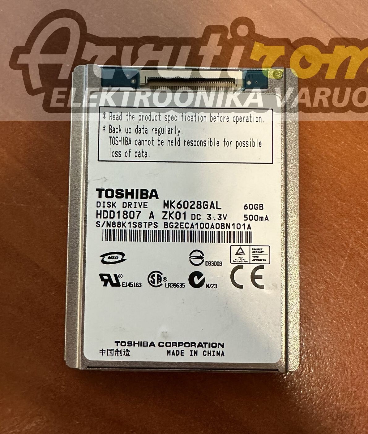 Toshiba MK6028GAL 60GB 1,8″ ZIF PATA hard disk