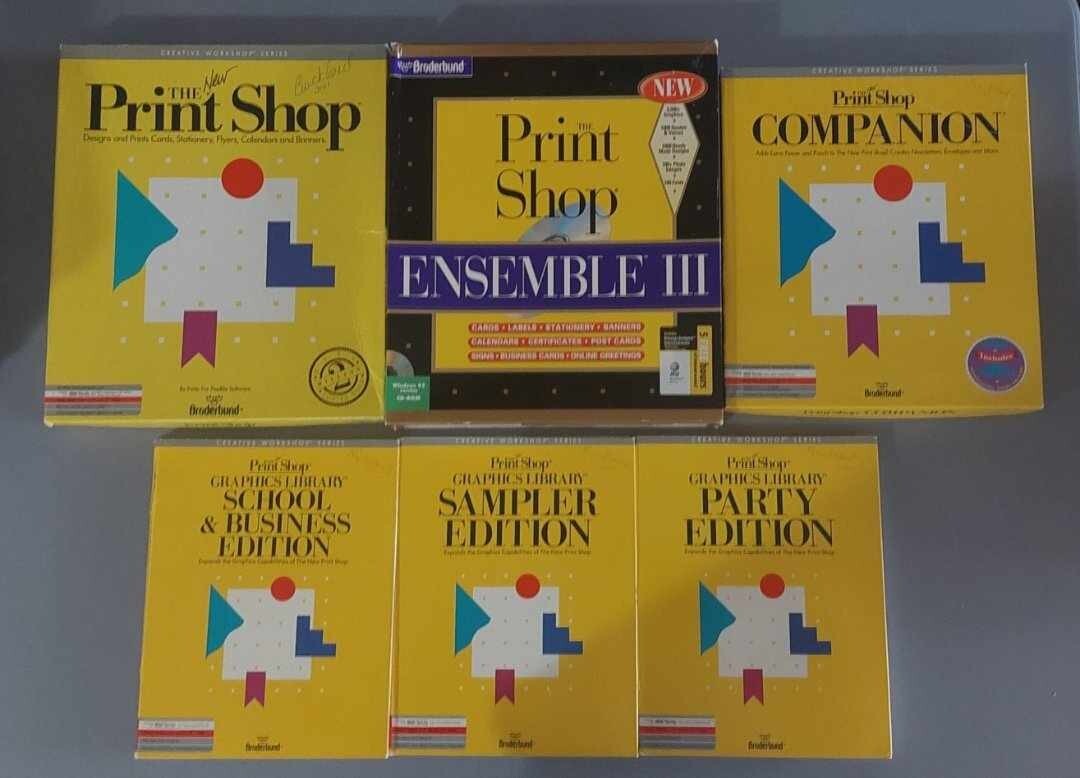 Vintage The Print Shop & Print Shop Pro Computer Software Lot