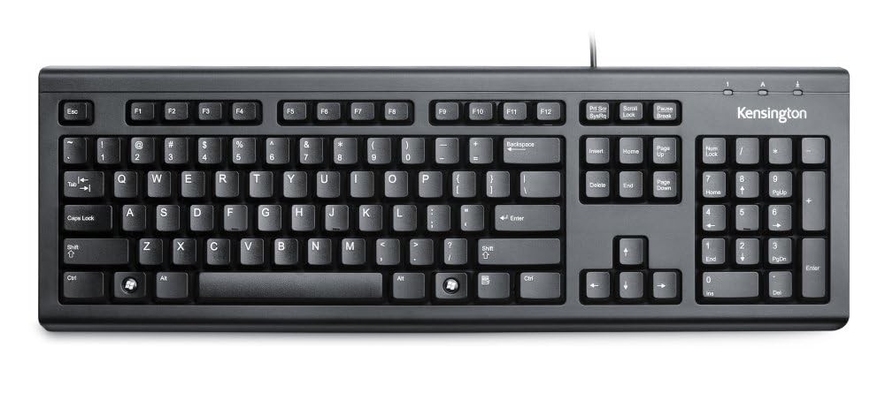 Kensington Wired Valu Keyboard, QWERTY Keyboard,104-Key, Normal Type, Black