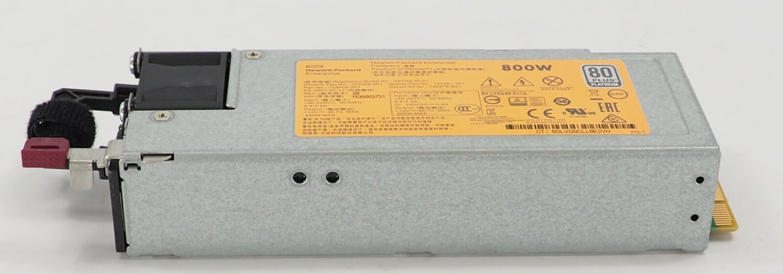 Lot of 2 HP Enterprise 800W Plus Platinum Hot Plug Slot Power Suppl DPS-800AB-11