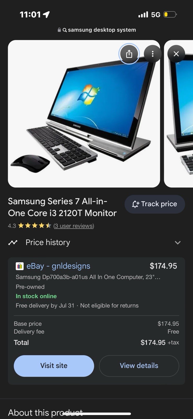 Samsung DP700A3B-A02US 23in. (1TB, Intel Core i5 2nd Gen., 2.7GHz, 8GB) 