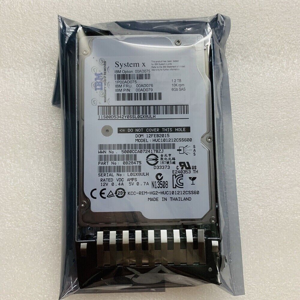 IBM 00AD075 00AD076 00AD079 00AD077 1.2TB 10K 6G 2.5" G2HS SFF SAS Hard Drive US