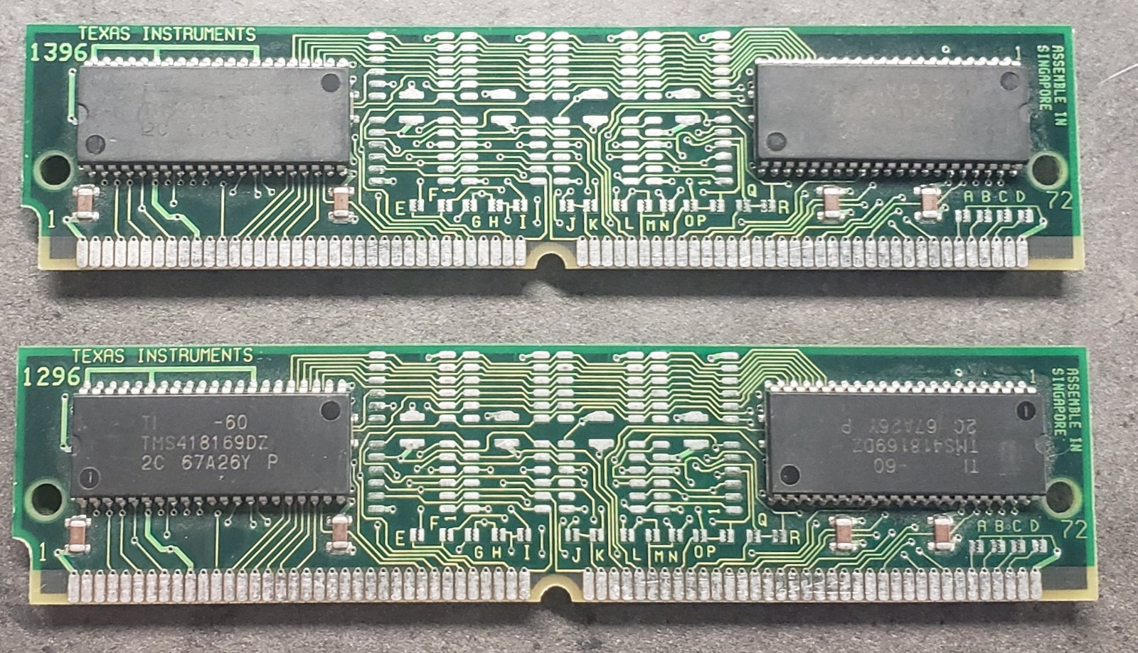 Matched Pair of 8mb edo 72 pin simm 60ns Non-Parity