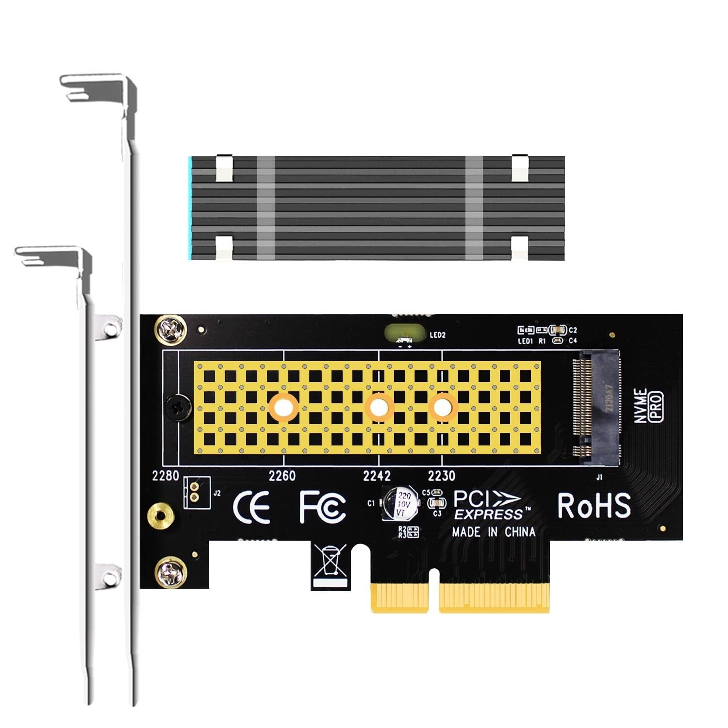 PA09-HS M.2 NVMe to PCIe 4.0 X4 Adapter with M.2 Heatsink for M.2 NVMe SSD New