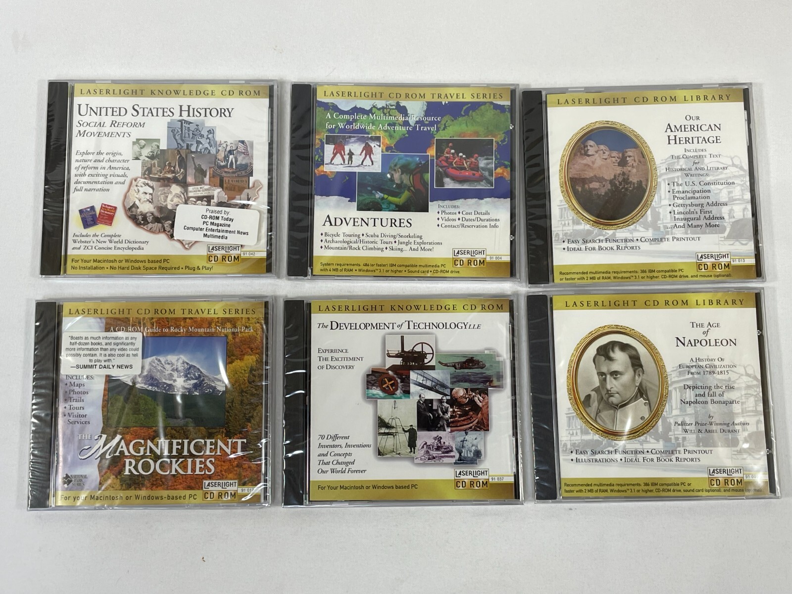 Lot of 6 - Vintage 1995 Laserlight CD-ROM Educational Series Software PC/MAC