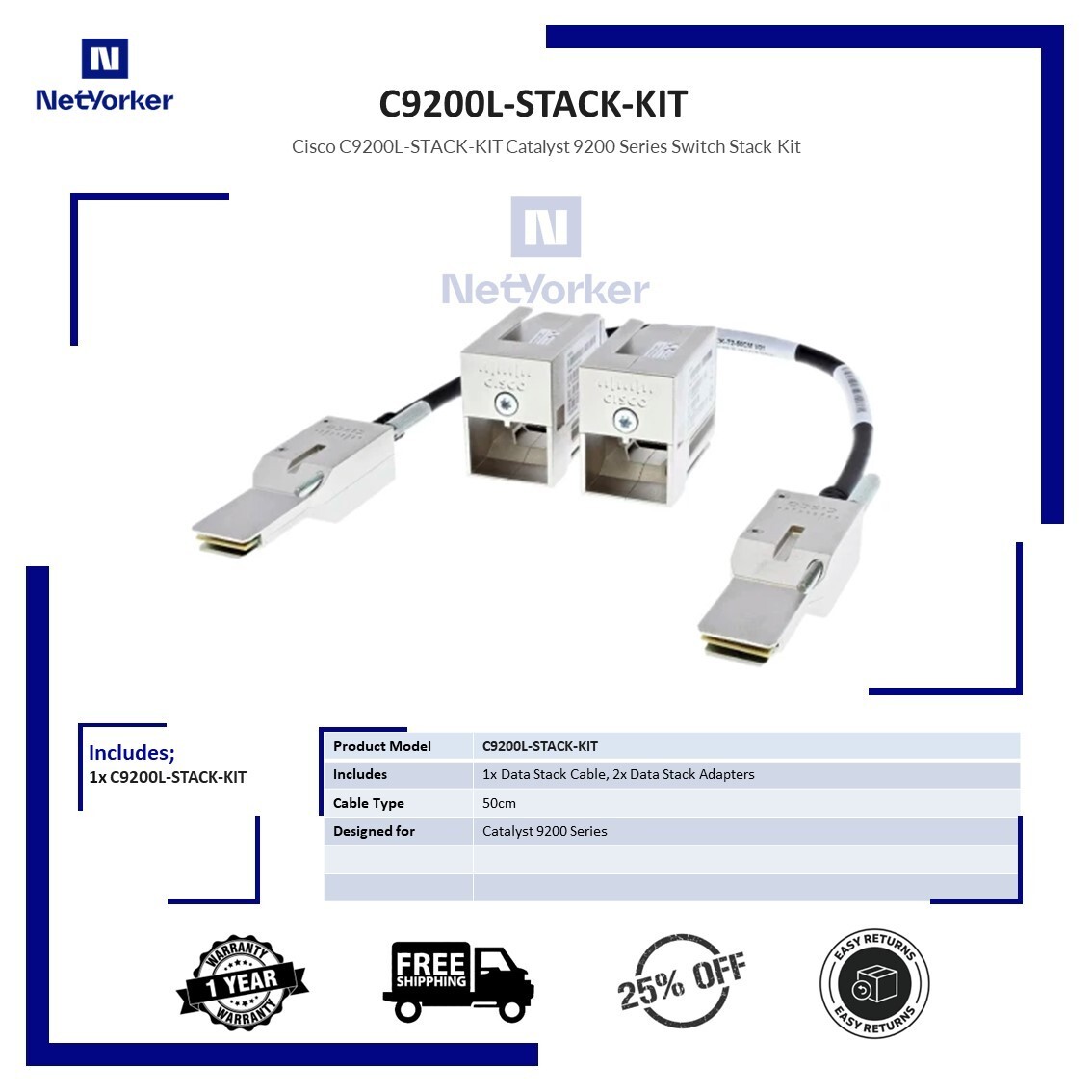 Cisco C9200L-STACK-KIT Catalyst 9200 Series Switch Stack Kit