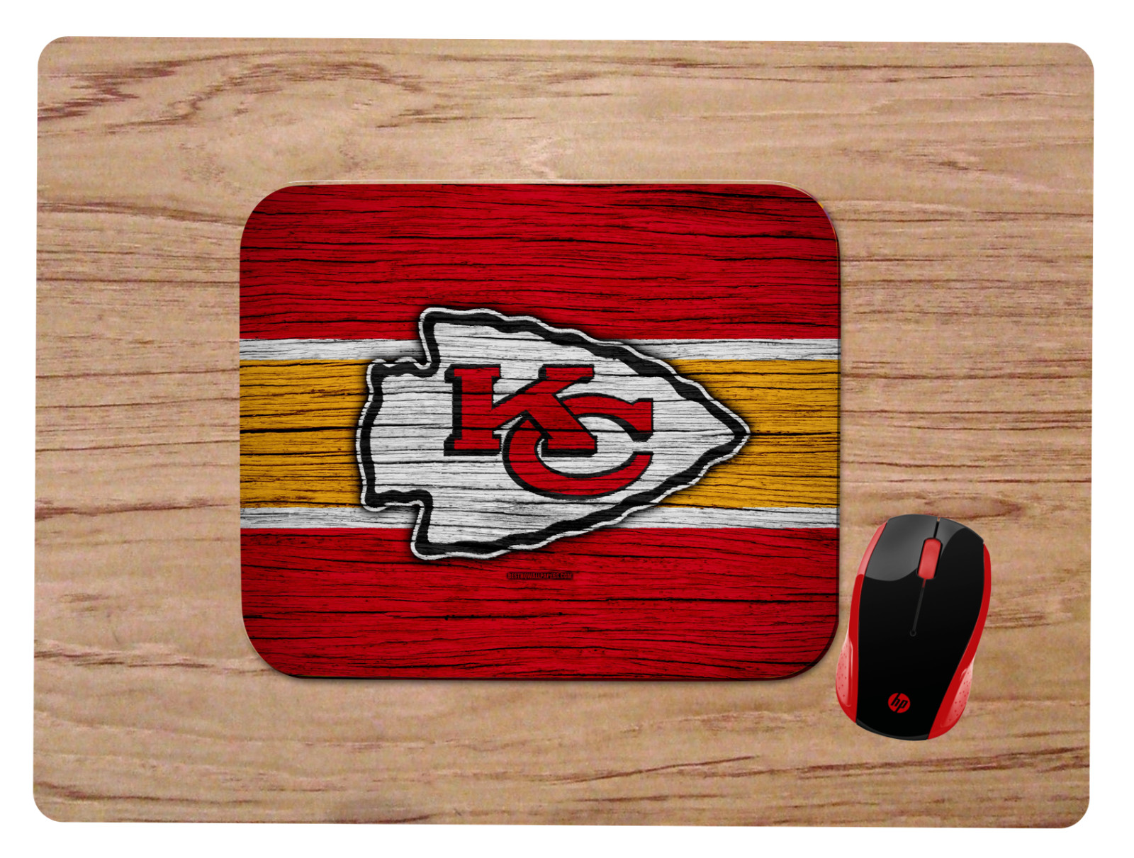 KANSAS CITY CHIEFS WOOD-GRAIN DESIGN MOUSEPAD MOUSE PAD HOME OFFICE GIFT NFL 
