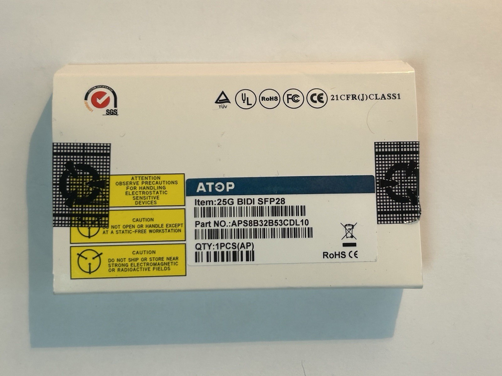 ATOP APS8B32B53CDL10 25G BIDI SFP28, 10KM 70C Dell 3rd Party 03XYTR