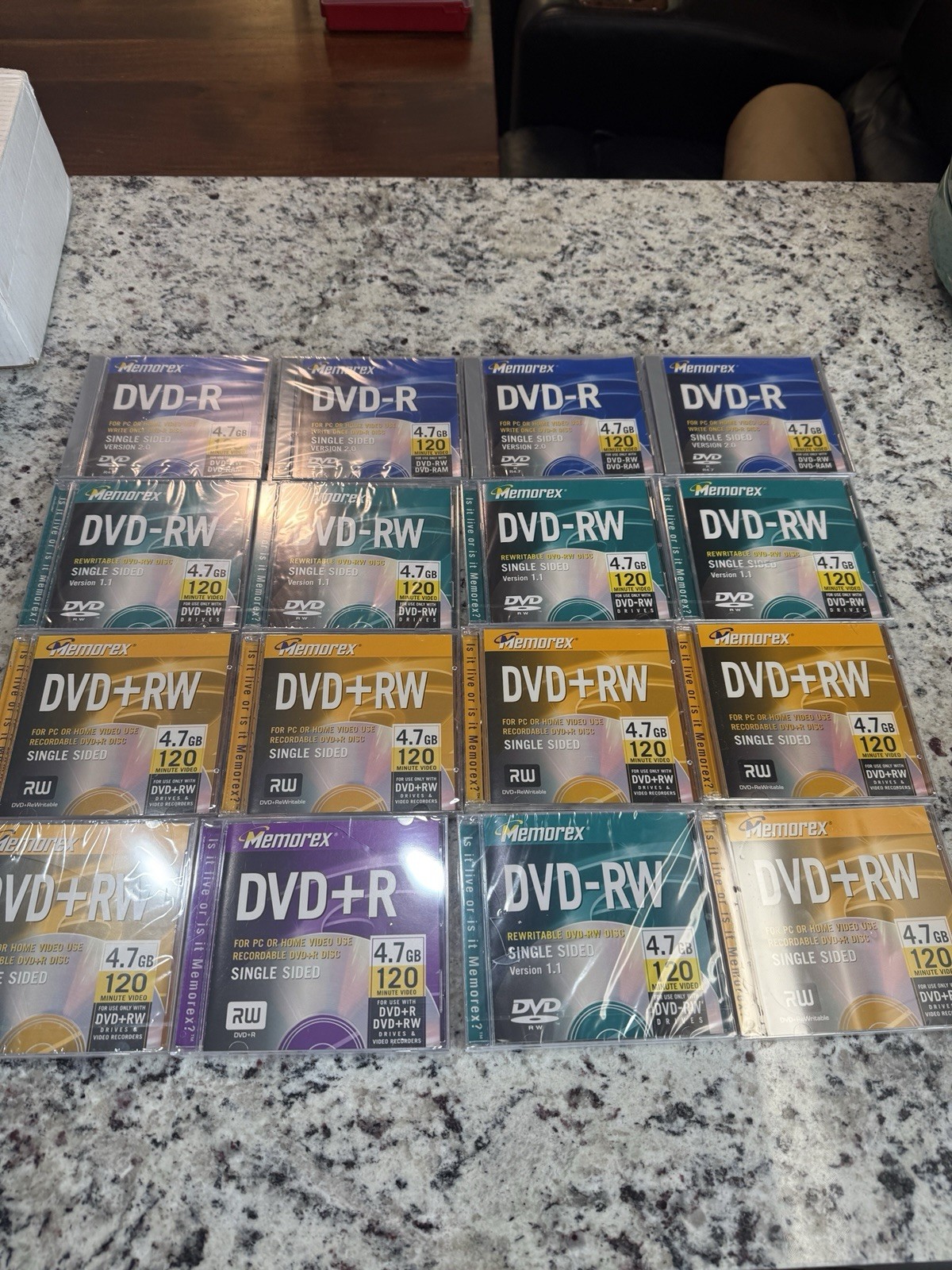 Lot of 16 MEMOREX DVD+RW, 8x 4.7 GB 120 min Standard Jewel Case, New Sealed