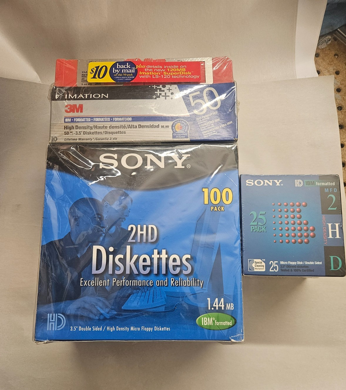 Sony 100MFD-2HD 1.44MB,  +25pk  and Imation 50pk Lot