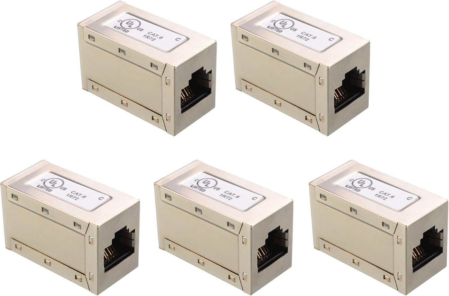 Cable Matters - Acoplador Ethernet Cat 6A blindado de 10 Gbps, paquete de 5