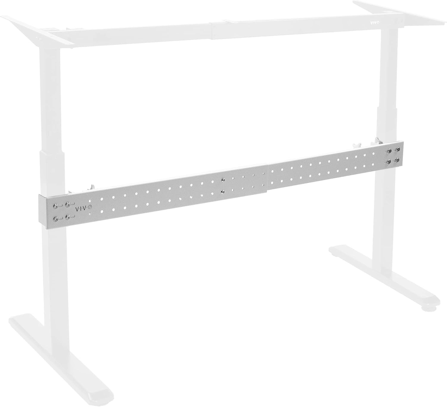 White Universal Steel Clamp-on Desk Stabilizer Bar for Sturdy Reinforced