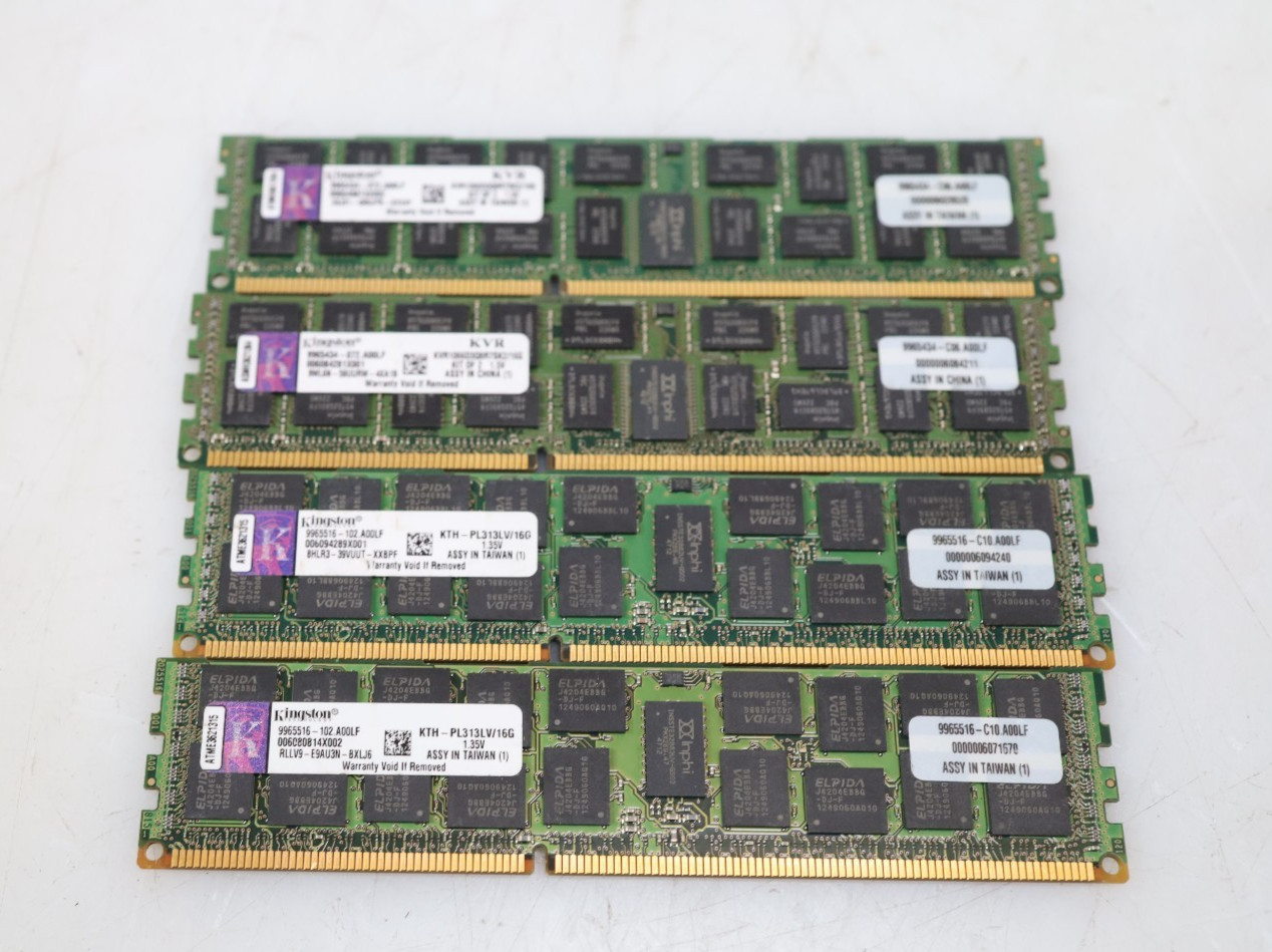 Lot 4x 16GB (64GB) Kingston 9965516-102.A00LF PC3-10600R DDR3 ECC RDIMM
