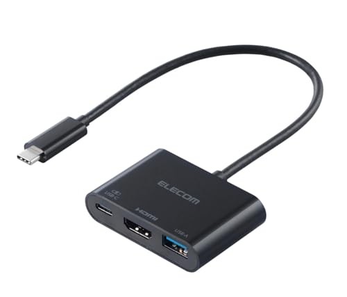 ELECOM USB-C Hub Docking Station 3-in-1 PD100W USB-A 7.5W Power Supply