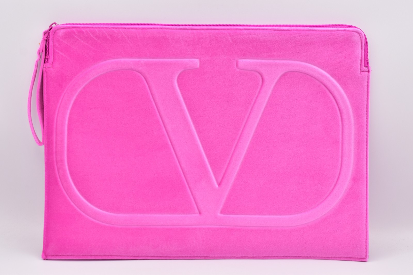 Valentino Beauty Hot Pink Velvet Laptop Sleeve Case Bag GWP New 14" x 11" Soft