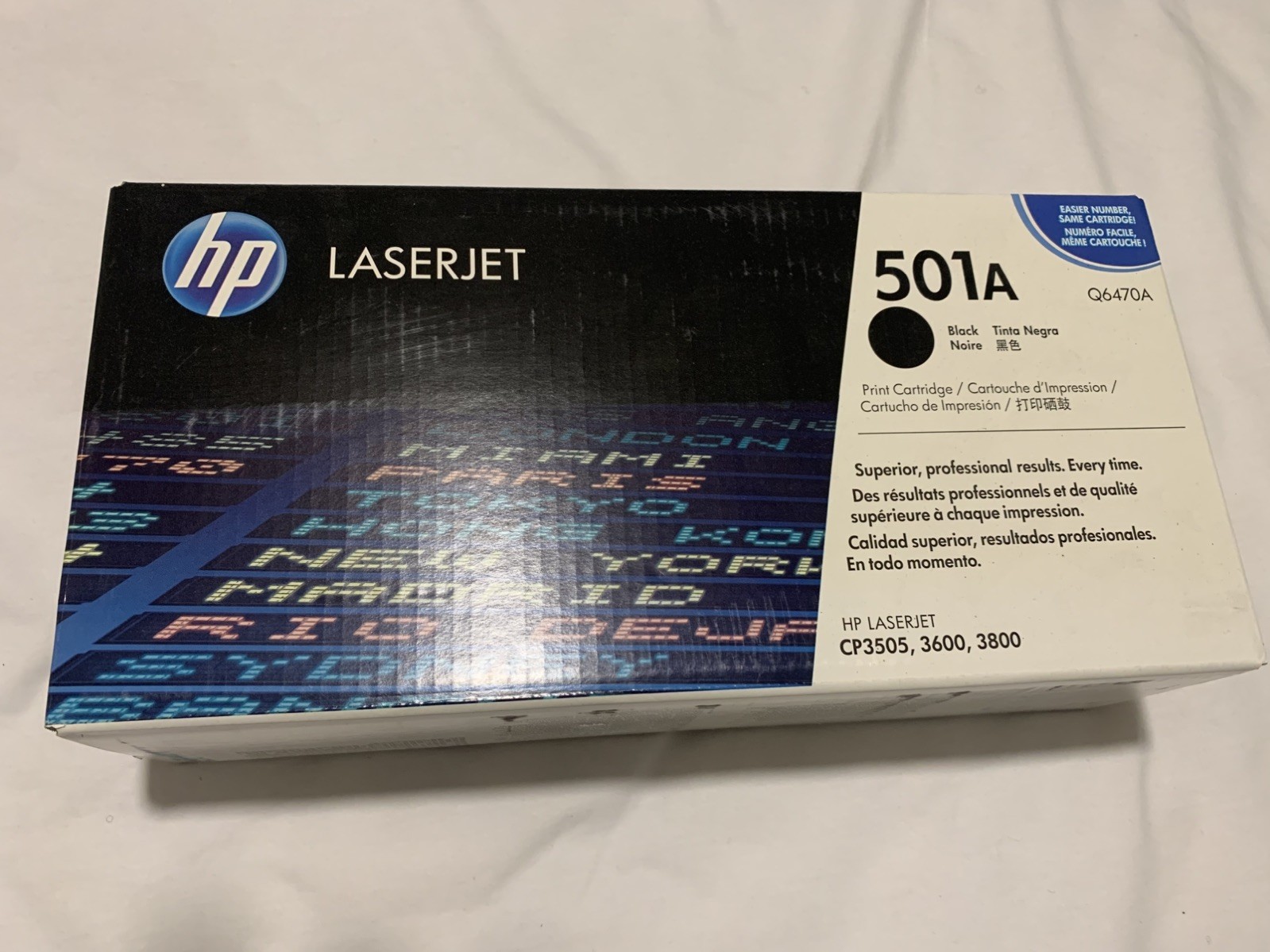 HP 501A (Q6470A) Black Original LaserJet Toner Cartridge NEW in box unopened