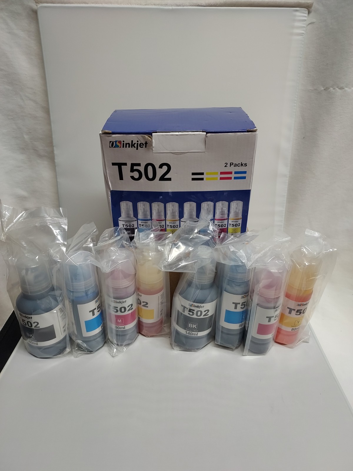 8 pack T502 Ink Refill Bottles For Epson 502 EcoTank, Supertank Printers